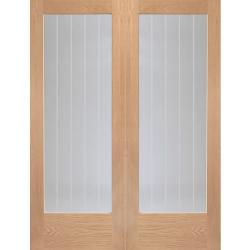 Suffolk Internal Oak French Doors with Clear Etched Glass